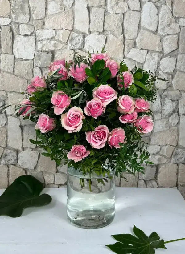 Ramo fúnebre de rosas rosa